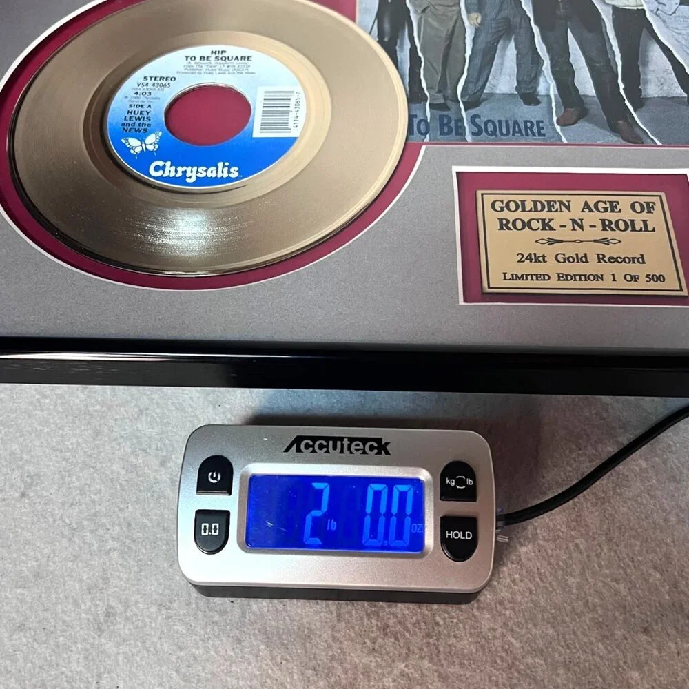 Huey Lewis & The News Hip To Be Square 24kt Gold Record Golden Age Rock N Roll - Picture 13 of 13